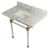 Templeton 36-Inch Carrara Marble Vanity Top with Acrylic Legs (8-Inch, 3-Hole)