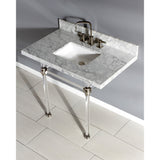Templeton 36-Inch Carrara Marble Vanity Top with Acrylic Legs (8-Inch, 3-Hole)