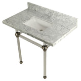 Templeton 36-Inch Carrara Marble Vanity Top with Acrylic Legs (8-Inch, 3-Hole)
