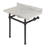 Templeton 36-Inch Carrara Marble Vanity Top with Brass Legs (8-Inch, 3-Hole)