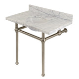 Templeton 36-Inch Carrara Marble Vanity Top with Brass Legs (8-Inch, 3-Hole)