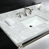 Dreyfuss 36-Inch Carrara Marble Vanity Top with Stainless Steel Legs (8-Inch, 3-Hole)