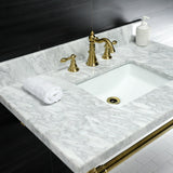 Dreyfuss 36-Inch Carrara Marble Vanity Top with Stainless Steel Legs (8-Inch, 3-Hole)