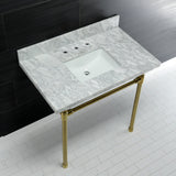 Dreyfuss 36-Inch Carrara Marble Vanity Top with Stainless Steel Legs (8-Inch, 3-Hole)