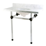 Templeton 36-Inch Carrara Marble Vanity Top with Acrylic Legs (8-Inch, 3-Hole)