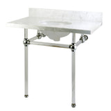 Templeton 36-Inch Carrara Marble Vanity Top with Acrylic Legs (8-Inch, 3-Hole)