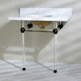 Templeton 36-Inch Carrara Marble Vanity Top with Acrylic Legs (8-Inch, 3-Hole)