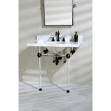 Templeton 36-Inch Carrara Marble Vanity Top with Acrylic Legs (8-Inch, 3-Hole)