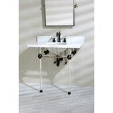 Templeton 36-Inch Carrara Marble Vanity Top with Acrylic Legs (8-Inch, 3-Hole)