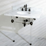 Templeton 36-Inch Carrara Marble Vanity Top with Acrylic Legs (8-Inch, 3-Hole)