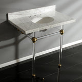 Templeton 36-Inch Carrara Marble Vanity Top with Acrylic Legs (8-Inch, 3-Hole)