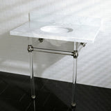 Templeton 36-Inch Carrara Marble Vanity Top with Acrylic Legs (8-Inch, 3-Hole)