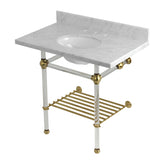 Templeton 36-Inch Carrara Marble Console Sink with Acrylic Legs and Shelf (8-Inch, 3-Hole)
