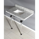 Templeton 36-Inch Carrara Marble Vanity Top with Acrylic Legs (8-Inch, 3-Hole)