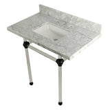 Templeton 36-Inch Carrara Marble Vanity Top with Acrylic Legs (8-Inch, 3-Hole)