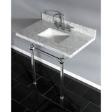 Templeton 36-Inch Carrara Marble Vanity Top with Acrylic Legs (8-Inch, 3-Hole)