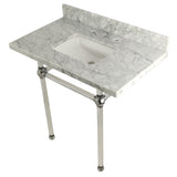 Templeton 36-Inch Carrara Marble Vanity Top with Acrylic Legs (8-Inch, 3-Hole)