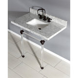 Templeton 36-Inch Carrara Marble Vanity Top with Acrylic Legs (8-Inch, 3-Hole)