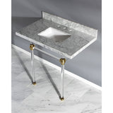 Templeton 36-Inch Carrara Marble Vanity Top with Acrylic Legs (8-Inch, 3-Hole)