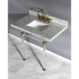 Templeton 36-Inch Carrara Marble Vanity Top with Acrylic Legs (8-Inch, 3-Hole)