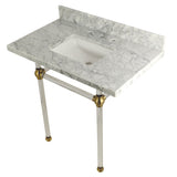 Templeton 36-Inch Carrara Marble Vanity Top with Acrylic Legs (8-Inch, 3-Hole)