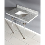 Templeton 36-Inch Carrara Marble Vanity Top with Acrylic Legs (8-Inch, 3-Hole)