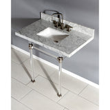 Templeton 36-Inch Carrara Marble Vanity Top with Acrylic Legs (8-Inch, 3-Hole)