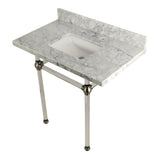 Templeton 36-Inch Carrara Marble Vanity Top with Acrylic Legs (8-Inch, 3-Hole)