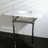 Templeton 36-Inch Carrara Marble Vanity Top with Brass Legs (8-Inch, 3-Hole)