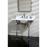 Templeton 36-Inch Carrara Marble Vanity Top with Brass Legs (8-Inch, 3-Hole)