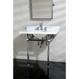 Templeton 36-Inch Carrara Marble Vanity Top with Brass Legs (8-Inch, 3-Hole)