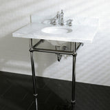 Templeton 36-Inch Carrara Marble Vanity Top with Brass Legs (8-Inch, 3-Hole)