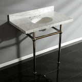 Templeton 36-Inch Carrara Marble Vanity Top with Brass Legs (8-Inch, 3-Hole)
