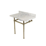 Templeton 36-Inch Carrara Marble Vanity Top with Brass Legs (8-Inch, 3-Hole)
