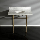 Templeton 36-Inch Carrara Marble Vanity Top with Brass Legs (8-Inch, 3-Hole)