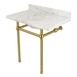Templeton 36-Inch Carrara Marble Vanity Top with Brass Legs (8-Inch, 3-Hole)