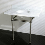 Templeton 36-Inch Carrara Marble Vanity Top with Brass Legs (8-Inch, 3-Hole)