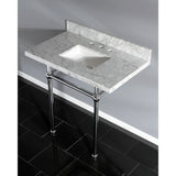 Templeton 36-Inch Carrara Marble Vanity Top with Brass Legs (8-Inch, 3-Hole)