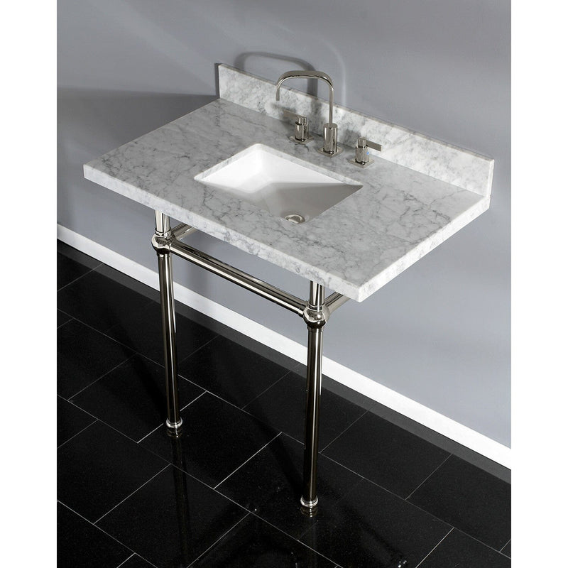 Templeton 36-Inch Carrara Marble Vanity Top with Brass Legs (8-Inch, 3-Hole)