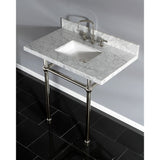 Templeton 36-Inch Carrara Marble Vanity Top with Brass Legs (8-Inch, 3-Hole)