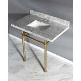 Templeton 36-Inch Carrara Marble Vanity Top with Brass Legs (8-Inch, 3-Hole)