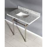 Templeton 36-Inch Carrara Marble Vanity Top with Brass Legs (8-Inch, 3-Hole)