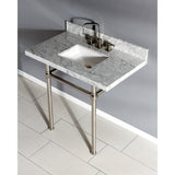 Templeton 36-Inch Carrara Marble Vanity Top with Brass Legs (8-Inch, 3-Hole)
