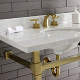 Monarch 36-Inch Carrara Marble Console Sink with Stainless Steel Legs (8-Inch, 3-Hole)