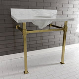 Monarch 36-Inch Carrara Marble Console Sink with Stainless Steel Legs (8-Inch, 3-Hole)