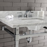Monarch 36-Inch Carrara Marble Console Sink with Stainless Steel Legs (8-Inch, 3-Hole)