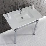 Monarch 37-Inch Ceramic Console Sink with Stainless Steel Legs (1-Hole)