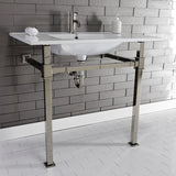 Monarch 37-Inch Ceramic Console Sink with Stainless Steel Legs (1-Hole)