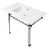 Monarch 37-Inch Ceramic Console Sink with Stainless Steel Legs (1-Hole)