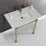 Monarch 37-Inch Ceramic Console Sink with Stainless Steel Legs (1-Hole)